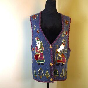 Vintage Y2K Winona Christmas Theme Ladie's Vest XL Festive Holiday Celebration